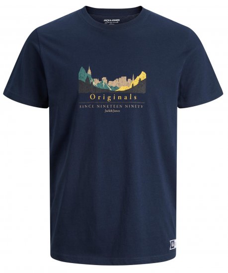 Jack & Jones JORWOODLANDGRAPHIC T-Shirt Navy - T-shirts - T-shirts i store størrelser - 2XL-14XL