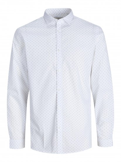 Jack & Jones JPRBLACARDIFF Print Shirt LS White - Skjorter - Skjorter til store mænd 2XL- 8XL