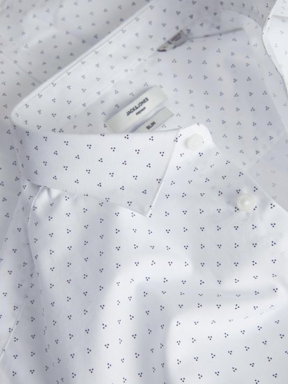 Jack & Jones JPRBLACARDIFF Print Shirt LS White - Skjorter - Skjorter til store mænd 2XL- 8XL