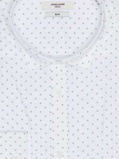 Jack & Jones JPRBLACARDIFF Print Shirt LS White - Skjorter - Skjorter til store mænd 2XL- 8XL