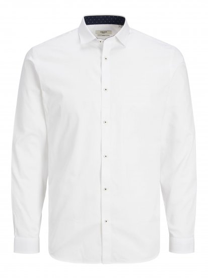 Jack & Jones JPRBLACARDIFF CONTRAST Shirt LS White - Skjorter - Skjorter til store mænd 2XL- 8XL