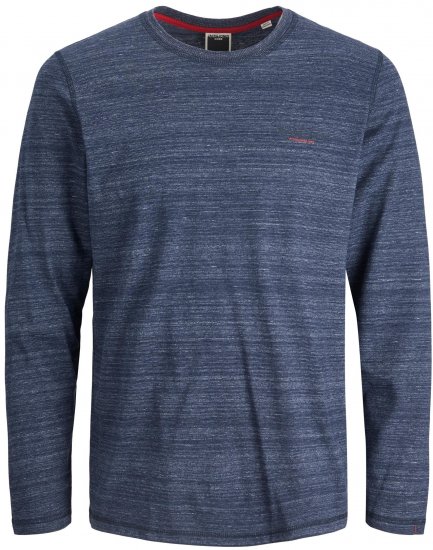 Jack & Jones JCOBERG Long sleeve T-shirt Navy - T-shirts - T-shirts i store størrelser - 2XL-14XL