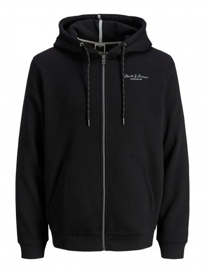 Jack & Jones JCOBERG SWEAT ZIP Hoodie Black - Trøjer og hættetrøjer - Trøjer og Hættetrøjer i store størrelser - 2XL-14XL