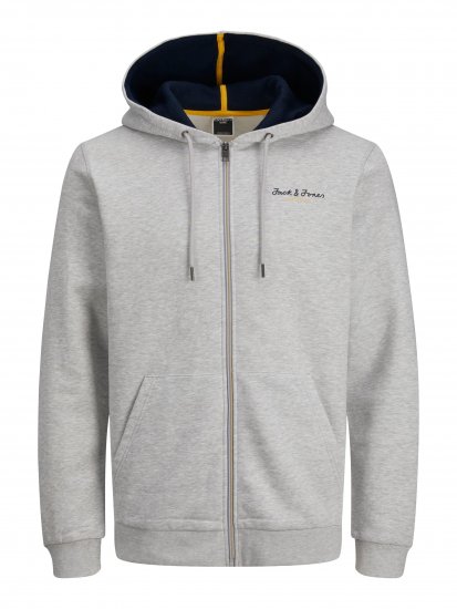 Jack & Jones JCOBERG SWEAT ZIP Hoodie Grey Melange - Trøjer og hættetrøjer - Trøjer og Hættetrøjer i store størrelser - 2XL-14XL