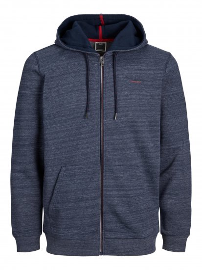 Jack & Jones JCOBERG SWEAT ZIP Hoodie Navy - Trøjer og hættetrøjer - Trøjer og Hættetrøjer i store størrelser - 2XL-14XL