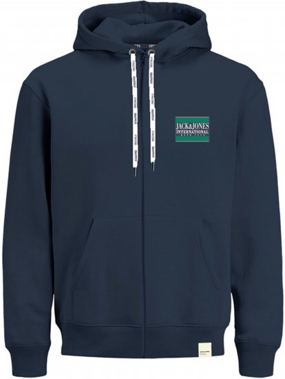 Jack & Jones JORINTERNATIONAL ZIP Hoodie Navy - Trøjer og hættetrøjer - Trøjer og Hættetrøjer i store størrelser - 2XL-14XL