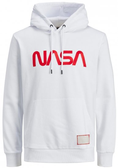 Jack & Jones JCONASA LOGO Hoodie White - Trøjer og hættetrøjer - Trøjer og Hættetrøjer i store størrelser - 2XL-14XL