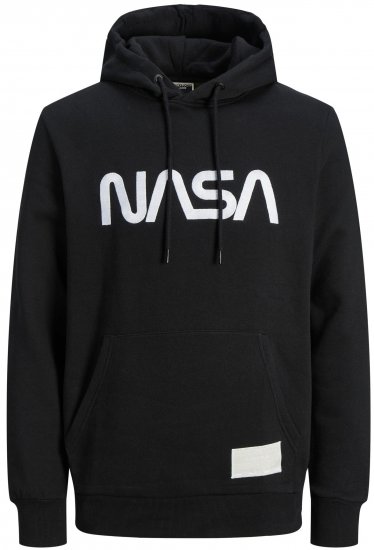 Jack & Jones JCONASA LOGO Hoodie Black - Trøjer og hættetrøjer - Trøjer og Hættetrøjer i store størrelser - 2XL-14XL