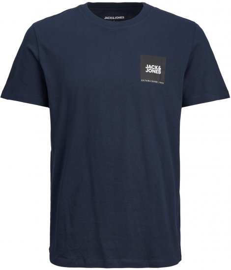 Jack & Jones JJLOCK TEE Navy Small print logo - T-shirts - T-shirts i store størrelser - 2XL-14XL