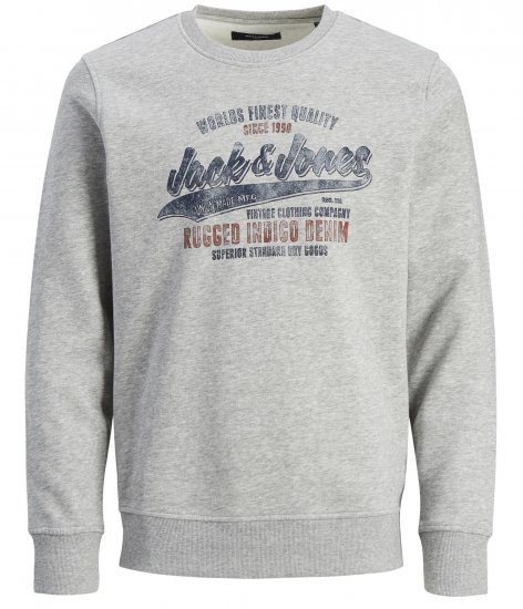 Jack & Jones JPRBLUBILLY Sweatshirt Grey - Trøjer og hættetrøjer - Trøjer og Hættetrøjer i store størrelser - 2XL-14XL