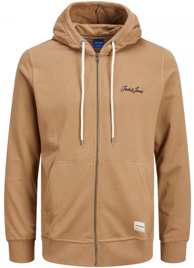 Jack & Jones JORPAUL TONS ZIP Hoodie Brown - Trøjer og hættetrøjer - Trøjer og Hættetrøjer i store størrelser - 2XL-14XL