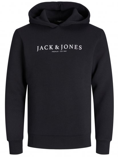 Jack & Jones JPRBLAAUGUST LOGO Hoodie Black - Trøjer og hættetrøjer - Trøjer og Hættetrøjer i store størrelser - 2XL-14XL