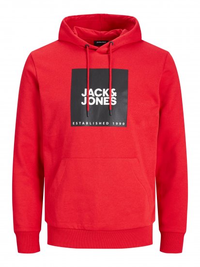 Jack & Jones JJLOCK SWEAT HOOD Red - Trøjer og Hættetrøjer - Trøjer og Hættetrøjer i store størrelser - 2XL-14XL