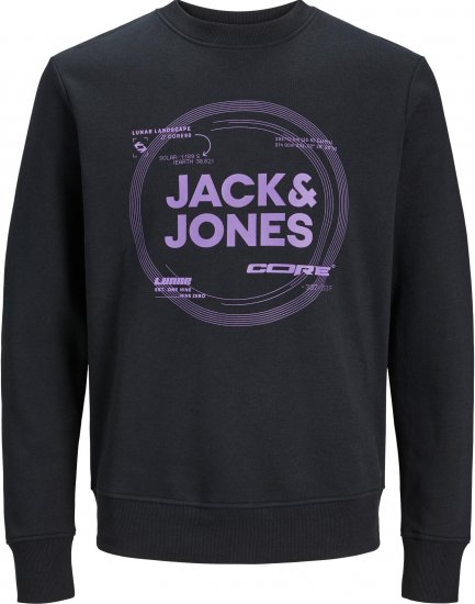 Jack & Jones JCOPILOU SWEAT CREW NECK Black - Trøjer og Hættetrøjer - Trøjer og Hættetrøjer i store størrelser - 2XL-14XL