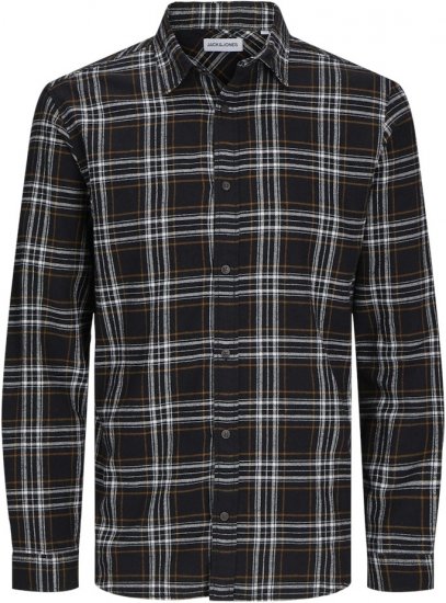 Jack & Jones JOSHUA LS Flannel Shirt Black - Skjorter - Skjorter til store mænd 2XL- 8XL