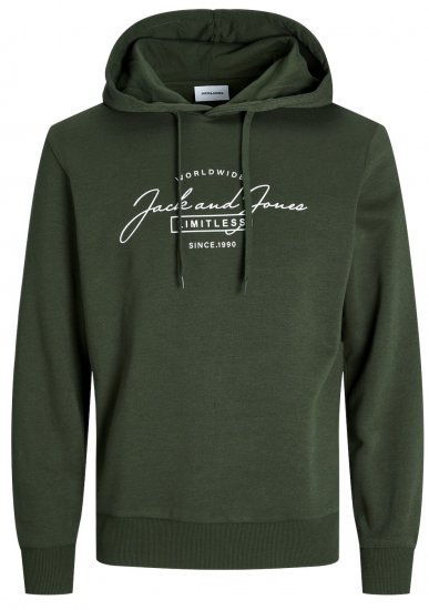 Jack & Jones JJFERRIS SWEAT Hoodie Kombu Green - Trøjer og hættetrøjer - Trøjer og Hættetrøjer i store størrelser - 2XL-14XL