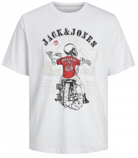 Jack & Jones JJSKULL ROCK T-Shirt White - T-shirts - T-shirts i store størrelser - 2XL-14XL