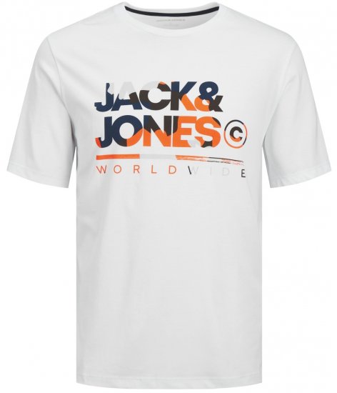 Jack & Jones JJLUKE T-Shirt White - T-shirts - T-shirts i store størrelser - 2XL-14XL