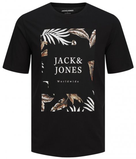 Jack & Jones JJFLOOR Black T-Shirt - T-shirts - T-shirts i store størrelser - 2XL-14XL