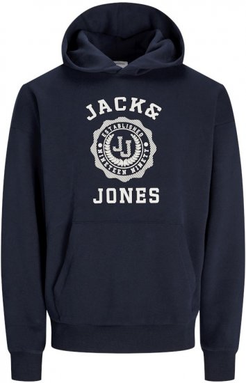 Jack & Jones VICTO Hoodie Navy Blazer - Trøjer og hættetrøjer - Trøjer og Hættetrøjer i store størrelser - 2XL-14XL