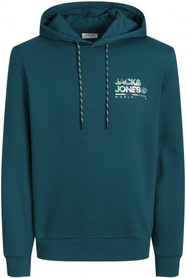 Jack & Jones JJLUKE Hoodie Deep Teal - Trøjer og hættetrøjer - Trøjer og Hættetrøjer i store størrelser - 2XL-14XL