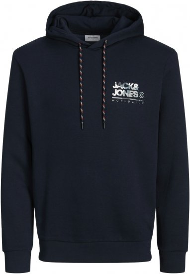 Jack & Jones JJLUKE Hoodie Navy Blazer - Trøjer og hættetrøjer - Trøjer og Hættetrøjer i store størrelser - 2XL-14XL