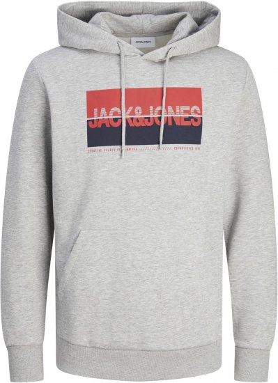 Jack & Jones JJNOLAN Hoodie Light Grey - Trøjer og hættetrøjer - Trøjer og Hættetrøjer i store størrelser - 2XL-14XL