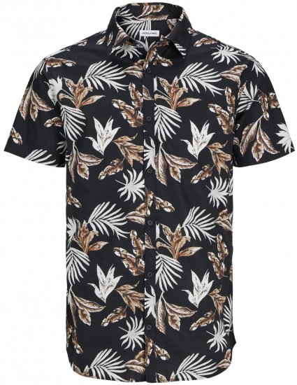 Jack & Jones JOSHUA Floral Shirt Black - Skjorter - Skjorter til store mænd 2XL- 8XL