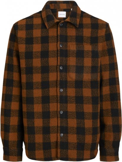 Jack & Jones ZAC Brushed Long Sleeve Overshirt Brown - Skjorter - Skjorter til store mænd 2XL- 8XL