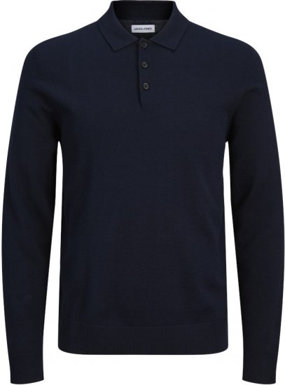 Jack & Jones FRED Long Sleeve Polo Navy Blazer - Polotrøjer - Polotrøjer 2XL-8XL