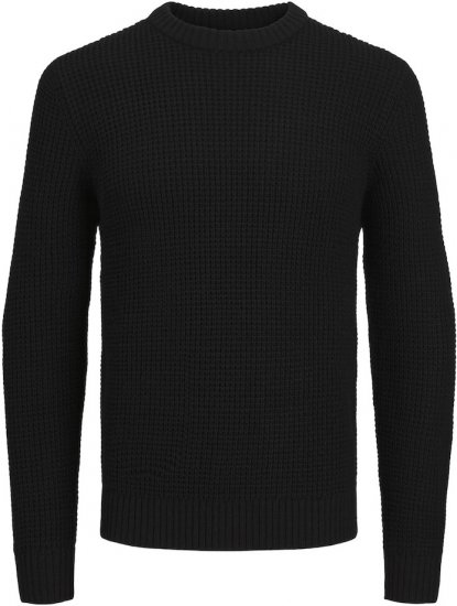 Jack & Jones LIAM Knitted Sweater Black - Trøjer og hættetrøjer - Trøjer og Hættetrøjer i store størrelser - 2XL-14XL