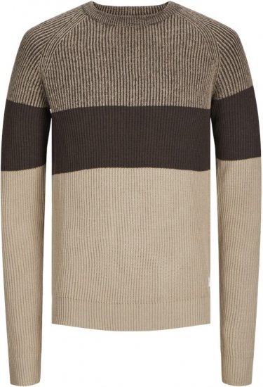 Jack & Jones PANNEL Knitted Sweater Brown - Trøjer og hættetrøjer - Trøjer og Hættetrøjer i store størrelser - 2XL-14XL