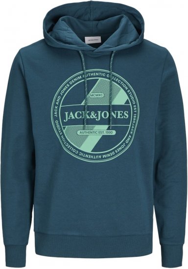 Jack & Jones RIO Hoodie Deep Teal - Trøjer og hættetrøjer - Trøjer og Hættetrøjer i store størrelser - 2XL-14XL