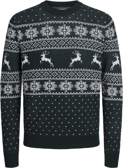 Jack & Jones GABRIEL XMAS Knitted Sweater Green - Trøjer og hættetrøjer - Trøjer og Hættetrøjer i store størrelser - 2XL-14XL