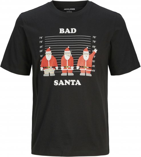 Jack & Jones XMAS Funny Bad Santa T-Shirt Black - T-shirts - T-shirts i store størrelser - 2XL-14XL
