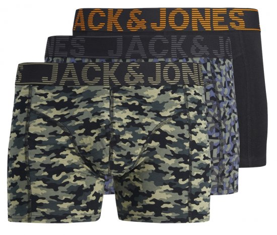 Jack & Jones JACDANNY Trunks 3-Pack Camo/Black - Undertøj og badetøj - Badetøj og Undertøj i store størrelser 