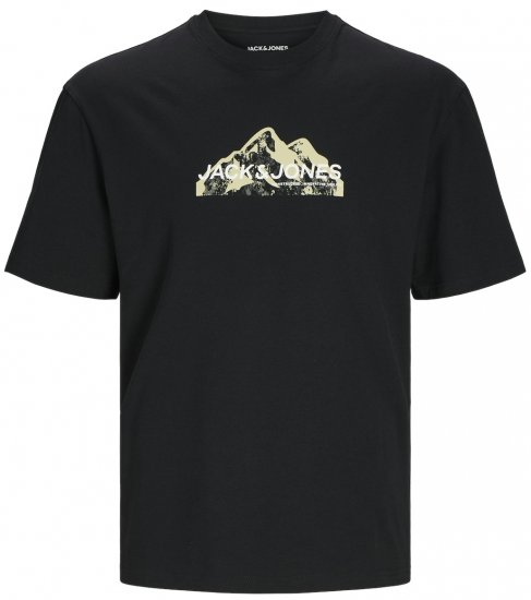 Jack & Jones JCOMOUNTAIN LOGO T-Shirt Black - T-shirts - T-shirts i store størrelser - 2XL-14XL