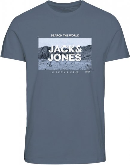 Jack & Jones RAY Photo T-Shirt Flint Stone Blue - T-shirts - T-shirts i store størrelser - 2XL-14XL