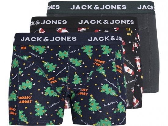 Jack & Jones HOLLY JOLLY Trunks 3-Pack Black - Undertøj og badetøj - Badetøj og Undertøj i store størrelser 