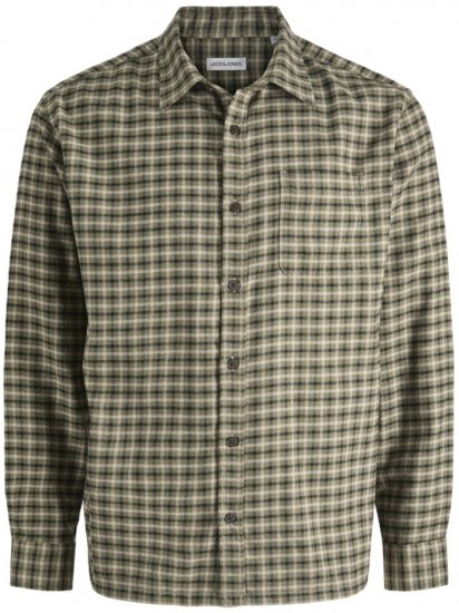 Jack & Jones Mini Check Long Sleeve Shirt Dusty Olive - Skjorter - Skjorter til store mænd 2XL- 8XL