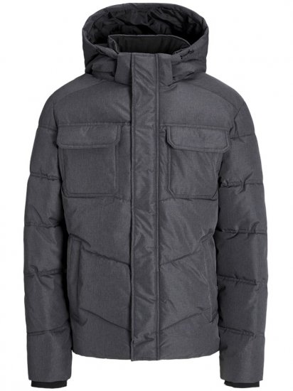 Jack & Jones Morgan Puffer Jacket Dark Grey Melange - Jakker - Jakker i store størrelser, 2XL- 12XL