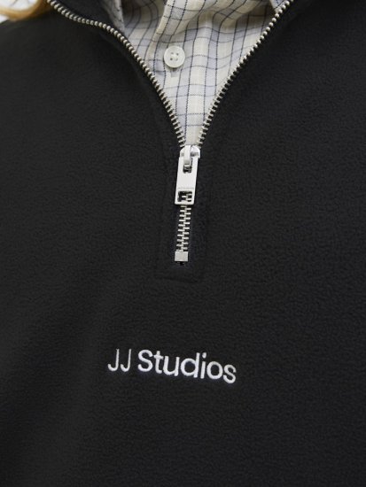 Jack & Jones Soho Half Zip Fleece Sweatshirt Black - Trøjer og hættetrøjer - Trøjer og Hættetrøjer i store størrelser - 2XL-14XL