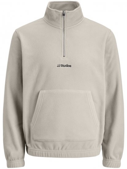 Jack & Jones Soho Half Zip Fleece Sweatshirt Moonbeam - Trøjer og hættetrøjer - Trøjer og Hættetrøjer i store størrelser - 2XL-14XL