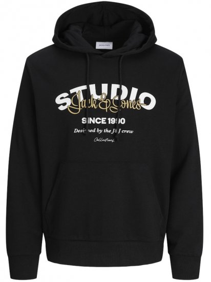Jack & Jones Yuki Hood Sweatshirt Black - Trøjer og hættetrøjer - Trøjer og Hættetrøjer i store størrelser - 2XL-14XL