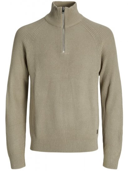Jack & Jones Pannel Knit Half Zip Pullover Crockery - Trøjer og hættetrøjer - Trøjer og Hættetrøjer i store størrelser - 2XL-14XL