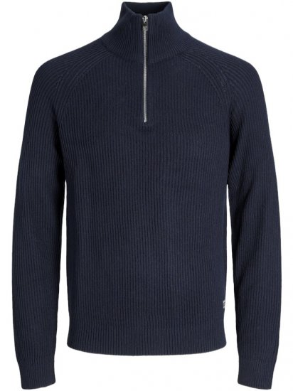 Jack & Jones Pannel Knit Half Zip Pullover Sky Captain - Trøjer og hættetrøjer - Trøjer og Hættetrøjer i store størrelser - 2XL-14XL