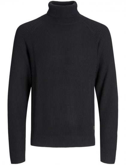 Jack & Jones Pannel Roll Neck Knit Pullover Black - Trøjer og hættetrøjer - Trøjer og Hættetrøjer i store størrelser - 2XL-14XL
