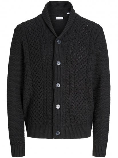 Jack & Jones Paul Shawl Knit Cardigan Black - Trøjer og hættetrøjer - Trøjer og Hættetrøjer i store størrelser - 2XL-14XL
