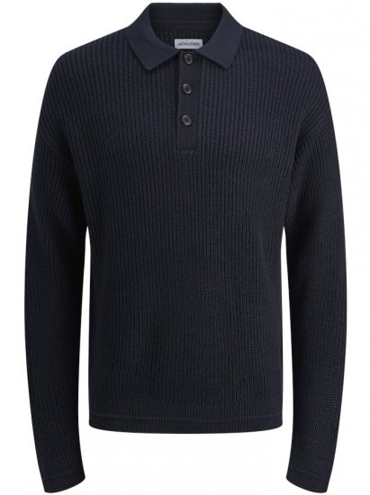 Jack & Jones Kaito Knit Polo Pullover Sky Captain - Trøjer og hættetrøjer - Trøjer og Hættetrøjer i store størrelser - 2XL-14XL