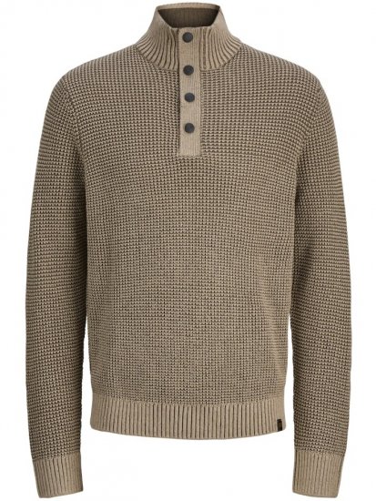 Jack & Jones Ethan High Neck Knit Pullover Crockery - Trøjer og hættetrøjer - Trøjer og Hættetrøjer i store størrelser - 2XL-14XL